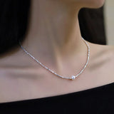 Natural Pearl Necklace 925 Silver Choker Jewelry X429-1