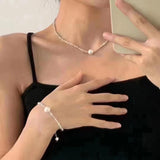 Natural Pearl Necklace 925 Silver Choker Jewelry X429-1