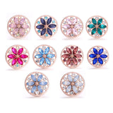 XH5345 Flower Crystal 18mm Metal Snap Button Jewelry for Snap Bracelet