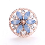 XH5345 Flower Crystal 18mm Metal Snap Button Jewelry for Snap Bracelet