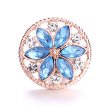 XH5345 Flower Crystal 18mm Metal Snap Button Jewelry for Snap Bracelet