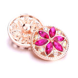XH5345 Flower Crystal 18mm Metal Snap Button Jewelry for Snap Bracelet
