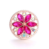 XH5345 Flower Crystal 18mm Metal Snap Button Jewelry for Snap Bracelet