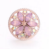 XH5345 Flower Crystal 18mm Metal Snap Button Jewelry for Snap Bracelet