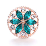 XH5345 Flower Crystal 18mm Metal Snap Button Jewelry for Snap Bracelet