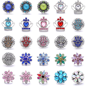 XH5451 Crown Flower Palm Crystal Snap Button 20mm DIY Bracelet
