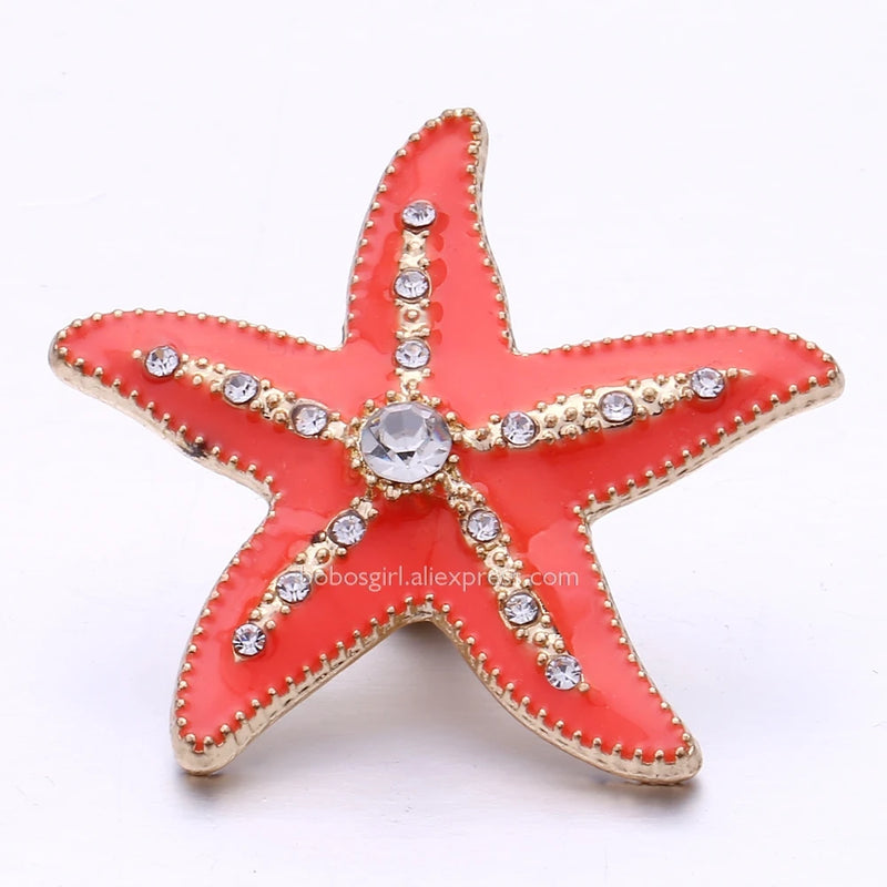 XH5518 Starfish Crystal 18mm Snap Button for Snap Bracelet