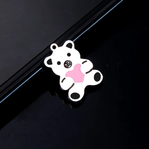 10pcs Stainless Steel Bear Pendant Necklace Charm DIY Jewelry Accessories