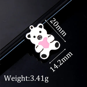 10pcs Stainless Steel Bear Pendant Necklace Charm DIY Jewelry Accessories