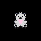 10pcs Stainless Steel Bear Pendant Necklace Charm DIY Jewelry Accessories