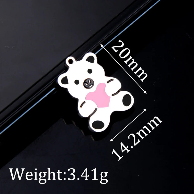 10pcs Stainless Steel Bear Pendant Necklace Charm DIY Jewelry Accessories