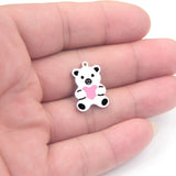 10pcs Stainless Steel Bear Pendant Necklace Charm DIY Jewelry Accessories