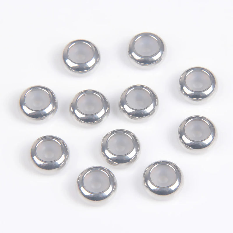 20pcs Stainless Steel Silicone Beads Ball Crimp End Beads for Jewelry Making DIY