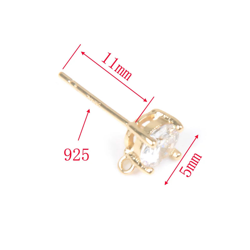 Synthetic Zircon K Plated Stud Earrings Jewelry Component
