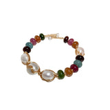 Baroque Freshwater Pearl Open Bracelet Bohemia Metal Winding Stone Bracelet