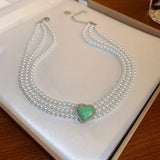 Bohemian Geometric Heart Crystal Mosaic Choker Necklace For Women