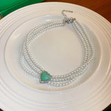 Bohemian Geometric Heart Crystal Mosaic Choker Necklace For Women