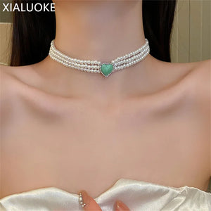 Bohemian Geometric Heart Crystal Mosaic Choker Necklace For Women
