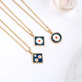 Geometric Square Epoxy Daisy Pendant Necklace for Women