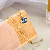 Geometric Square Epoxy Daisy Pendant Necklace for Women
