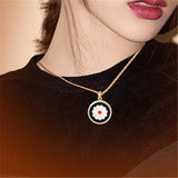 Geometric Square Epoxy Daisy Pendant Necklace for Women