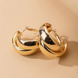 Europe Vintage C Shape Double Metal Stud Earrings For Women