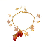Romantic Resin Rose Flower Petal Pearl Tassel Necklace Set