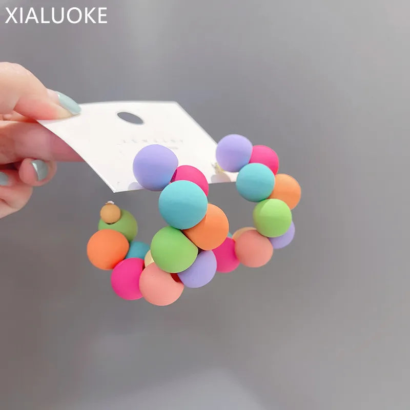 Colorful Hoop Earrings For Women Candy Jewelry Gift