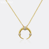 Geometric Moon Pendant Necklace For Women Crescent Clavicle Chain Jewelry