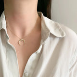 Geometric Moon Pendant Necklace For Women Crescent Clavicle Chain Jewelry