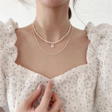 Rectangle Heart Pendant Necklace Crystal Glass Freshwater Pearls Necklaces