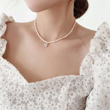 Rectangle Heart Pendant Necklace Crystal Glass Freshwater Pearls Necklaces
