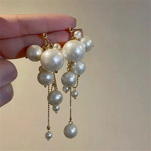 Long Tassels Pearl Drop Earrings Pendant Jewelry