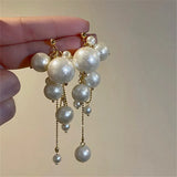 Long Tassels Pearl Drop Earrings Pendant Jewelry