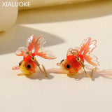 Stereoscopic Anchovies Earring Pendant Goldfish Dangle Earrings