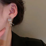 Geometric Metal Resin Jellyfish Stud Earrings For Women
