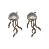Geometric Metal Resin Jellyfish Stud Earrings For Women