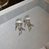 Geometric Metal Resin Jellyfish Stud Earrings For Women