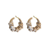 Geometric Silk Cloth Hoop Earrings Crystal Wedding Jewelry
