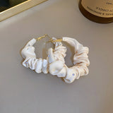 Geometric Silk Cloth Hoop Earrings Crystal Wedding Jewelry