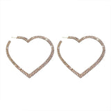 Geometric Heart Crystal Hoop Earrings Rhinestone Statement Jewelry