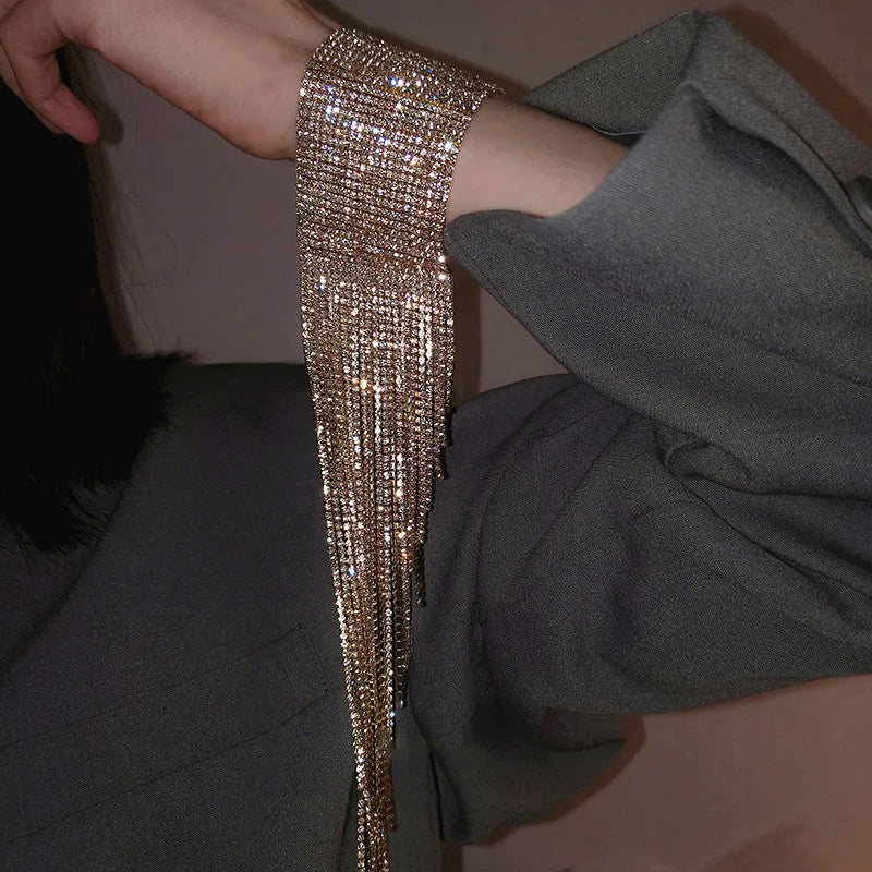 Long Tassel Rhinestone Bracelet For Women