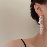 Long Tassels Pearl Drop Earrings Vintage Ear Hook Party Jewelry