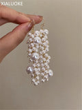 Long Tassels Pearl Drop Earrings Vintage Ear Hook Party Jewelry