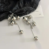 Long Tassels Metal Ball Pendant Earrings For Women