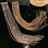 Silver Rhinestone Hairpins Tassel Crystal Hair Jewelry