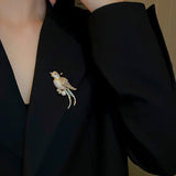 Metal Crystal Zircon Pearl Bird Brooch Rhinestone Brooch Jewelry