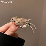Metal Crystal Zircon Pearl Bird Brooch Rhinestone Brooch Jewelry