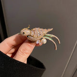 Metal Crystal Zircon Pearl Bird Brooch Rhinestone Brooch Jewelry