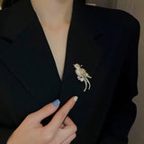 Metal Crystal Zircon Pearl Bird Brooch Rhinestone Brooch Jewelry